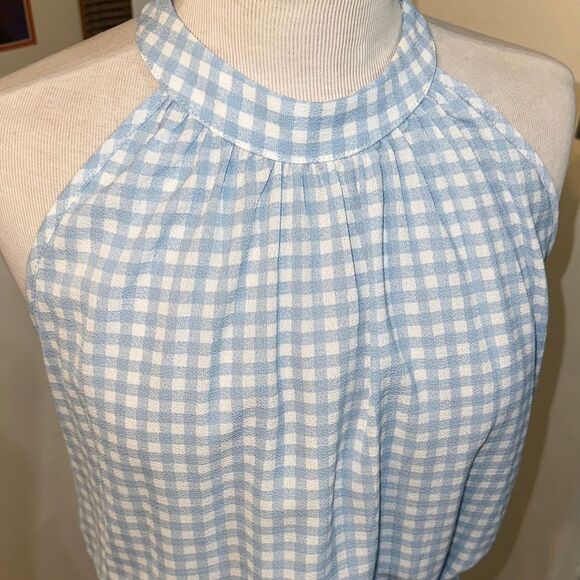 Mackenzie & James Blue/White Checkerboard Halter Dress Size Med - Picture 3 of 10